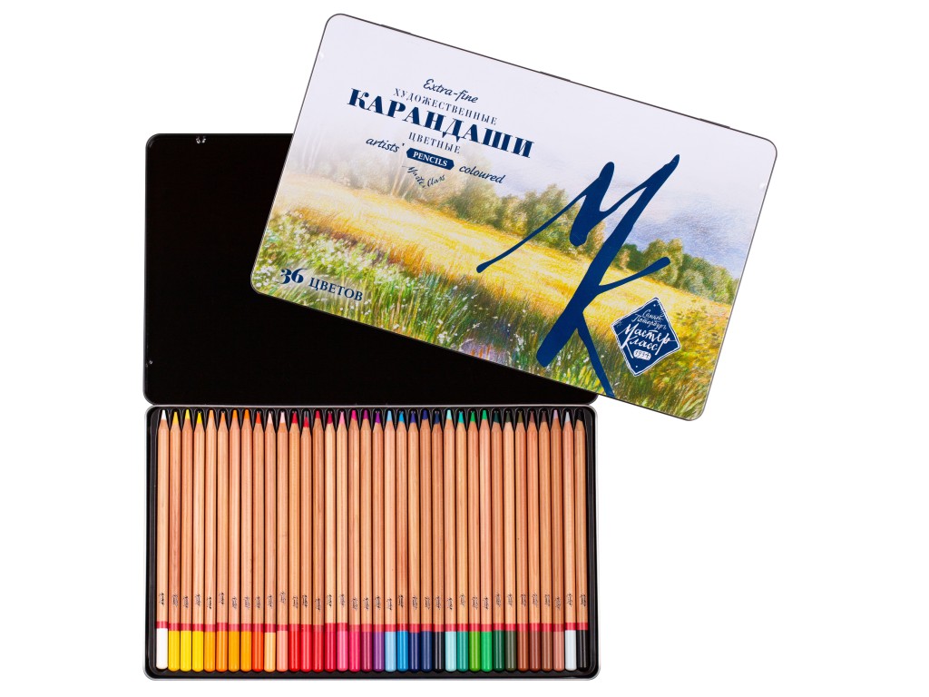 Набор профессиональных цветных карандашей Мастер-Класс, 36 цветов, в жестяной упаковке